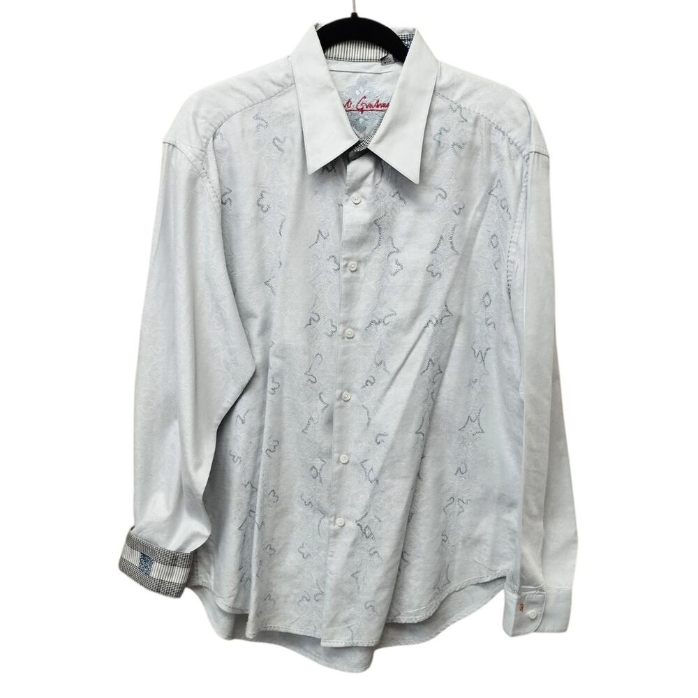 Robert Graham Mens Flip Cuff Long Sleeve Button Up Shirt XL Embroidered Artsy